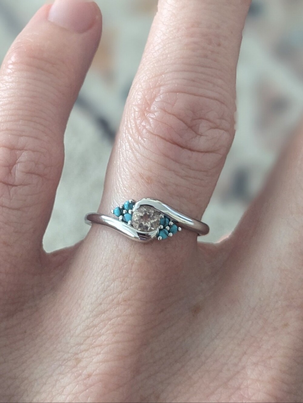 14k White Gold Custom Boho Engagement Promise Ring